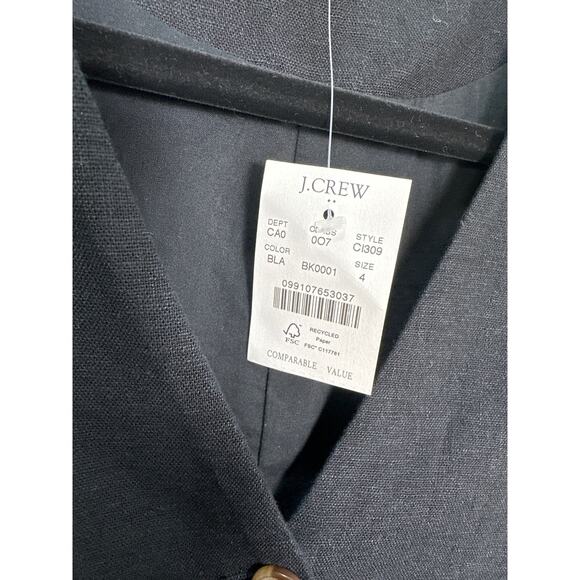 J.Crew NWT Women’s 2025 Black Linen Blend Button Front Vest size 4 - Picture 4 of 7